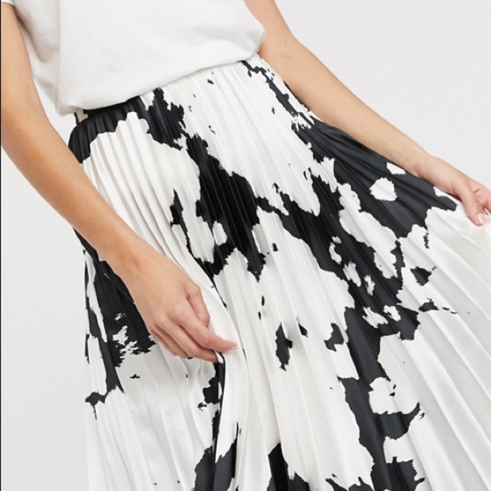 ASOS Black & White Pleated Satin Skirt